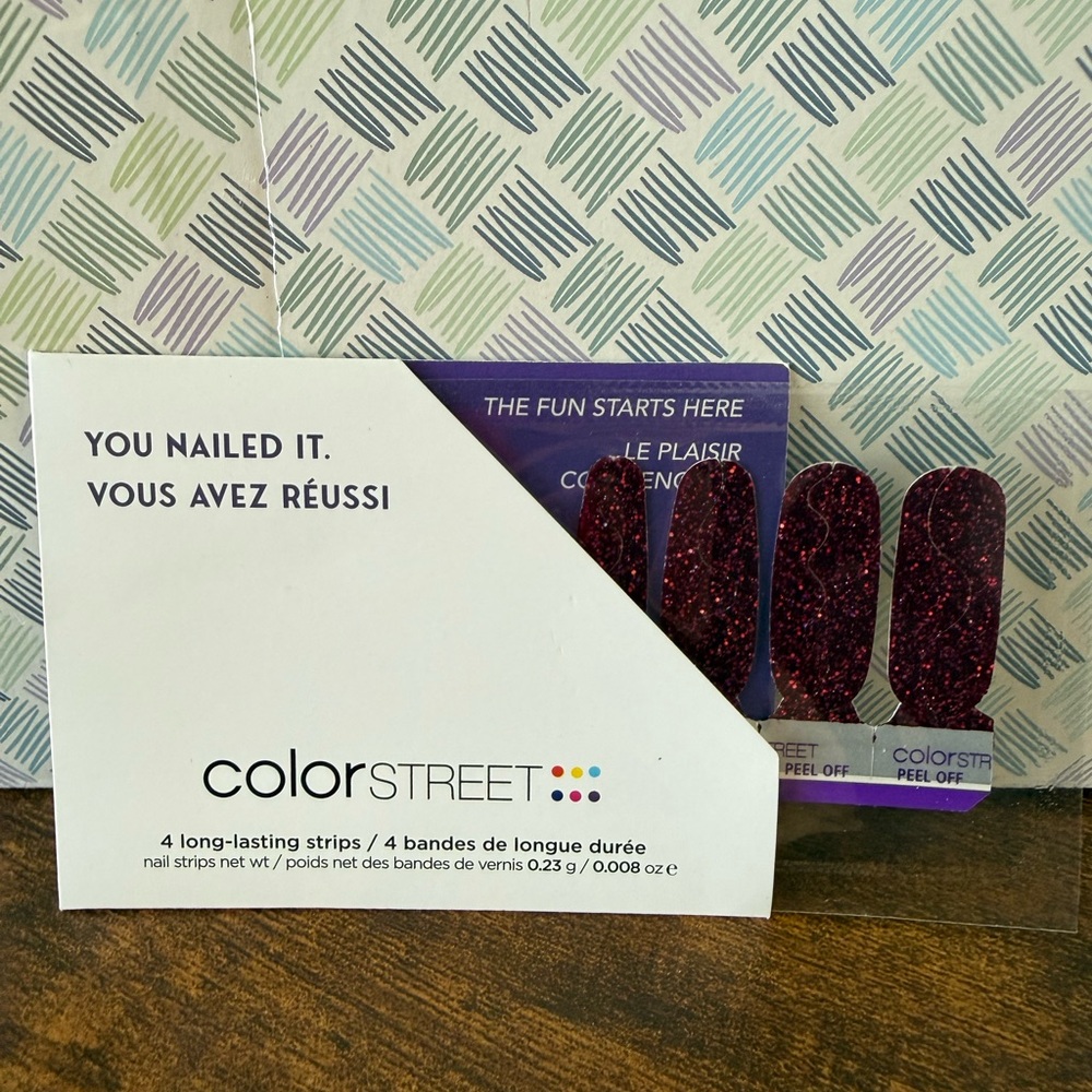 Color Street Deep Red Glitter Nail Strips